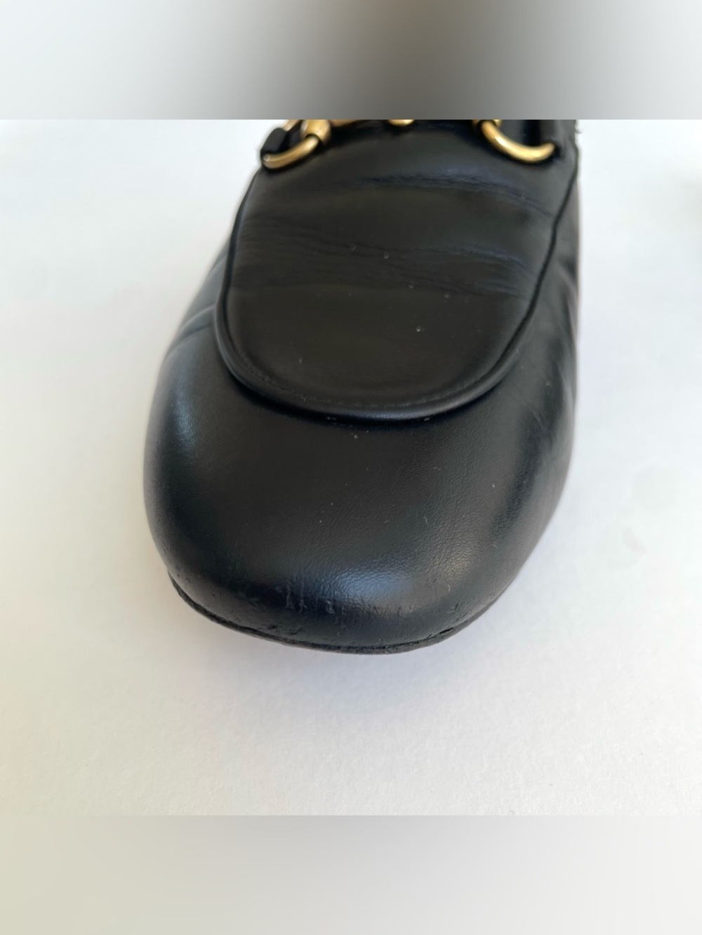 Gucci Princetown Horsebit Mule Loafer Black Leather Slip On Flats EU 37.5 US 7.5 - Picture 7 of 15